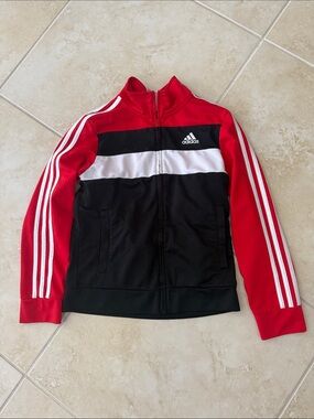 adidas Red, Black & White Kids' Zip-Up Track Jacket